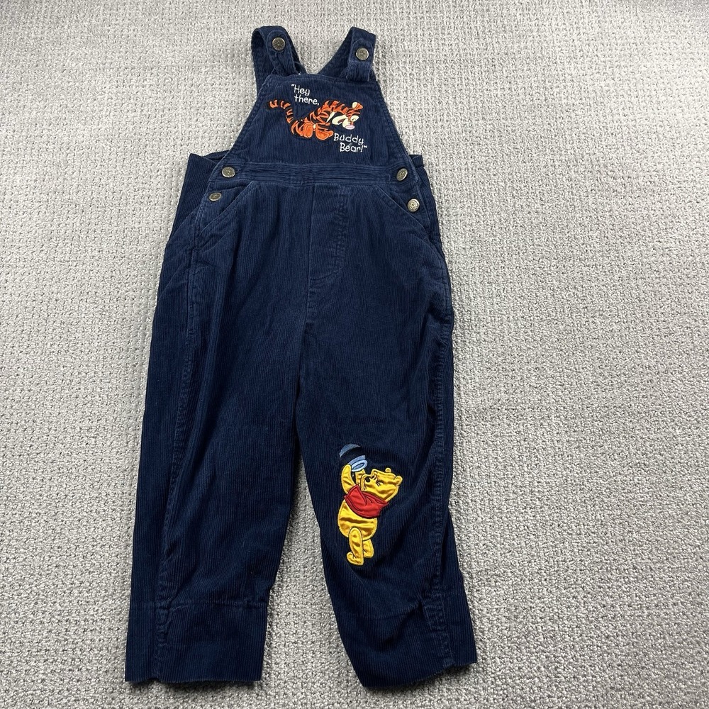 VTG Disney Winnie the Pooh Tigger Blue Corduroy Overalls 4T Embroidered 90s